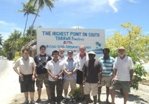 Most of the assembled team for Kiribati with Regional Director Richard Wotton, after a heroic conquest of Mt. Tarawa, without oxygen.