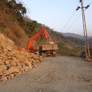 Clearing landslide debris